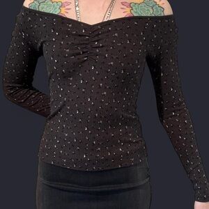 Old Navy Black Off the Should Long Sleeve Top Size XS